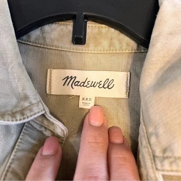 Madewell Pop Over Shirt Utility Military Tunic Oversized Long Line Tan Ash Green - Picture 11 of 13